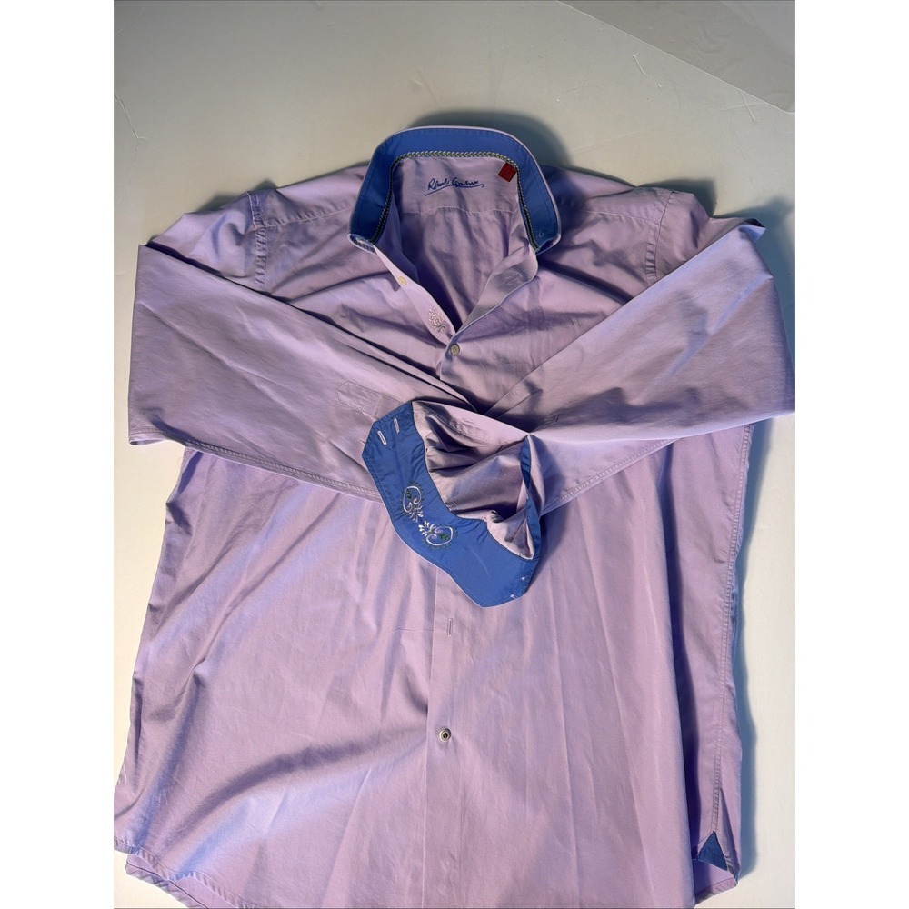ROBERT GRAHAM Men Light Purple Lavender Front Long Sleeve Casual Shirt L/ Xl